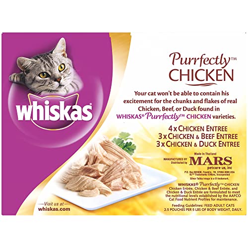 Whiskas Purrfectly Chicken Variety Pack (4Chicken, 3Chicken & Beef, 3