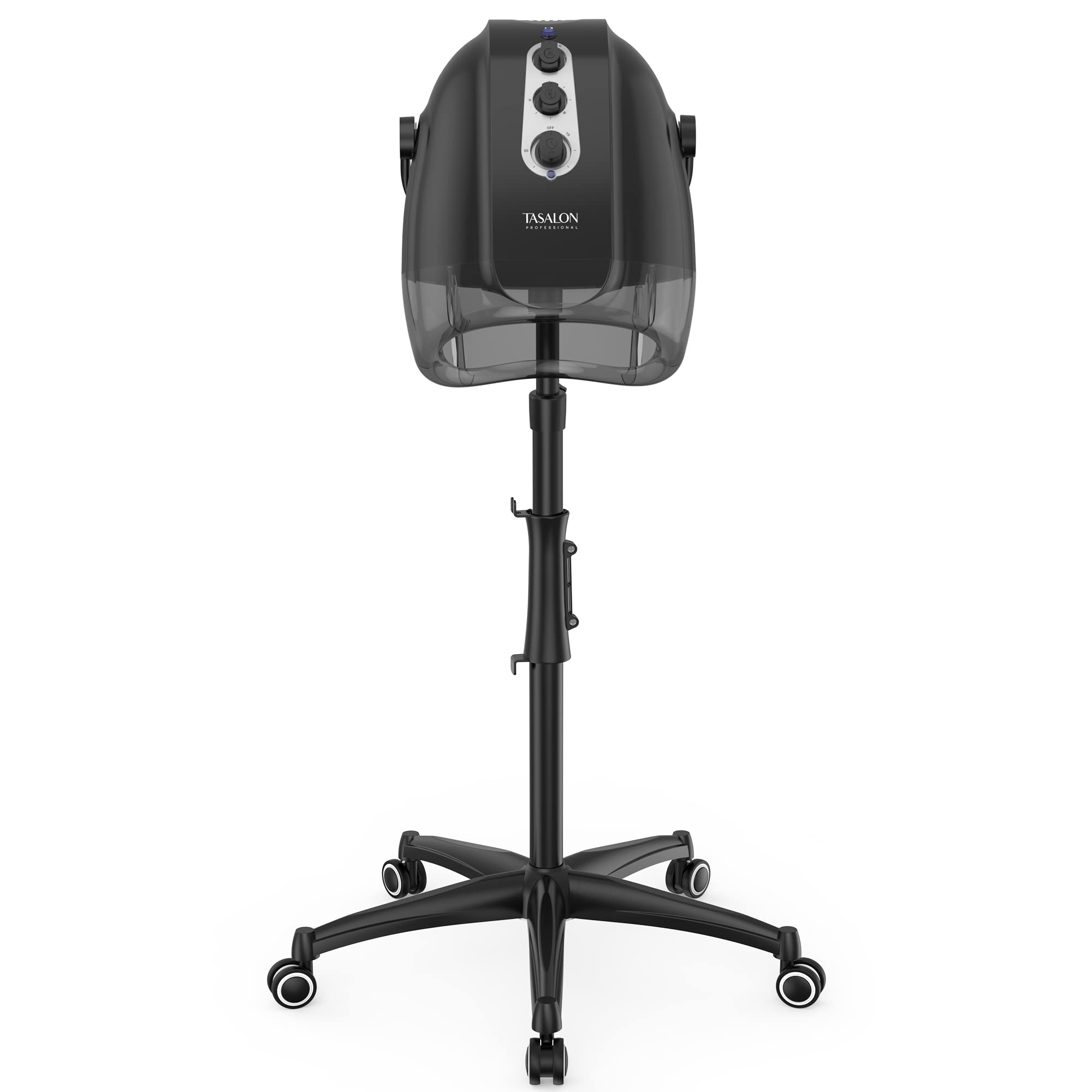 Photo 1 of TASALON Ionic Hooded Hair Dryer, Gray - Professional Bonnet Hair Dryer for Home and Salon with 3 Temperature Settings, Portable, Lightweight, Adjustable Height and Wheels, 1000W, 120V AC, 60 Min Timer