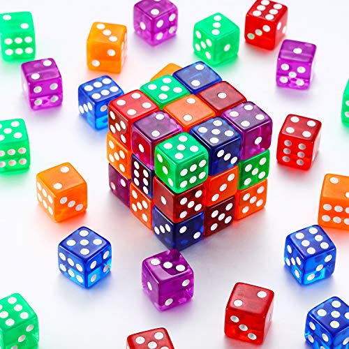 image for Blulu 6-Sided Games Dice Set, Colored Dice with Black Velvet Pouches f