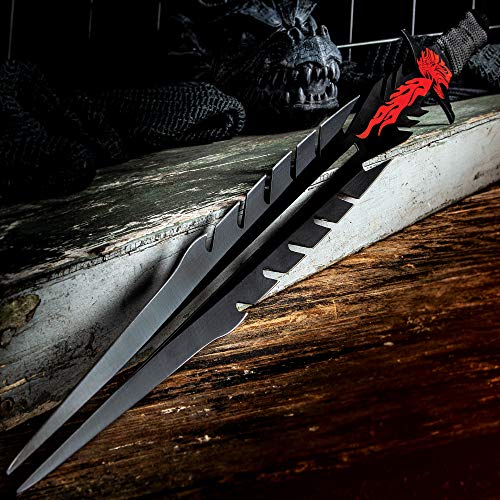 image for K EXCLUSIVE Red Dragon Forked Tongue Sword with Sheath - Stainless Ste