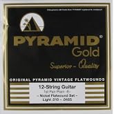 Pyramid Gold Chrome Nickel Flat Wound 12 String Electric Guitar Strings, .010 - .0465