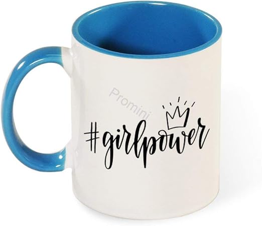 Tazza Novita In Ceramica Promini Tazze Decorative Bj 476 Girl Power Tazza Da Caffe Divertente Miglior Regalo Per Famiglia Amico Regalo Di Compleanno Unico Tazza Azzurra Bicolore Da 11 Once Amazon It Casa E Cucina