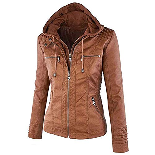 Newbestyle-Kapuzen-Kunstleder-Damen-Jacke-mit-Reissverschluss-Motorradjacke-Bikerjacke-Kapuzenjacke-Uebergangsjacke-Ladies-Oberbekleidung-Normale-EU-Groesse