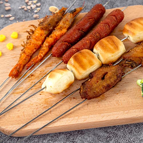 HAKSEN Kabob Skewers, 98PCS Grilling Metal Skewers Long BBQ Skewers Stainless Steel Roasting Sticks for Meat Vegetable Camping