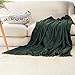 LEEVAN Throw Blanket Computer Office Chair Cover Luxury Flannel Pom Pom Fringe Plush Bed Yellow Throw Lightweight Velvet Blankets for Couch Sofa Suitable for All Seasons Green-51x 63 Inch