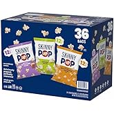 Skinny Real Pop Popcorn Variety Pack Snack Bags Assortment Care Package Gift Box, 36 Count (12 Original, 12 Sweet &amp; Salty Kettle Corn, 12 Dairy-Free White Cheddar), 0.5 oz Bags