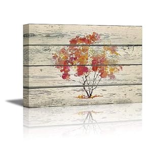 Abstract Art Water Color Style Tree on Vintage...