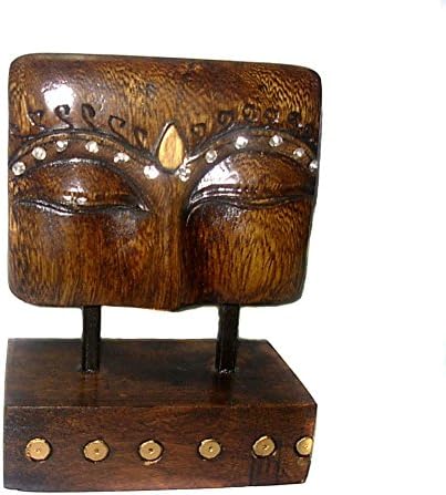 Ratoomal Handcrafted Wooden G.Budha Eyes on stand W/Glass Chitton Oxd. Art Home Décor Accent