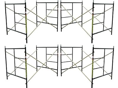 4 Set Scaffolding 5' X 5'1"X 7' Flip Lock Masonry Stackable Scaffold Frame
