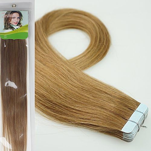 Hairranti 16''18''20''22'' 24'' Tape - In Real Human Hair Extensions Straight 17 Colors 20pcs Beauty Hair Style (22inch 60g/20pcs, 12 light brown)