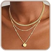 GOLLEY Layered Gold Necklaces for Women | 14K Gold Plated Dainty Pendant Layering Necklaces for Women | Dainty Layered Choker Necklaces Set | Trendy Jewelry for Women Gifts