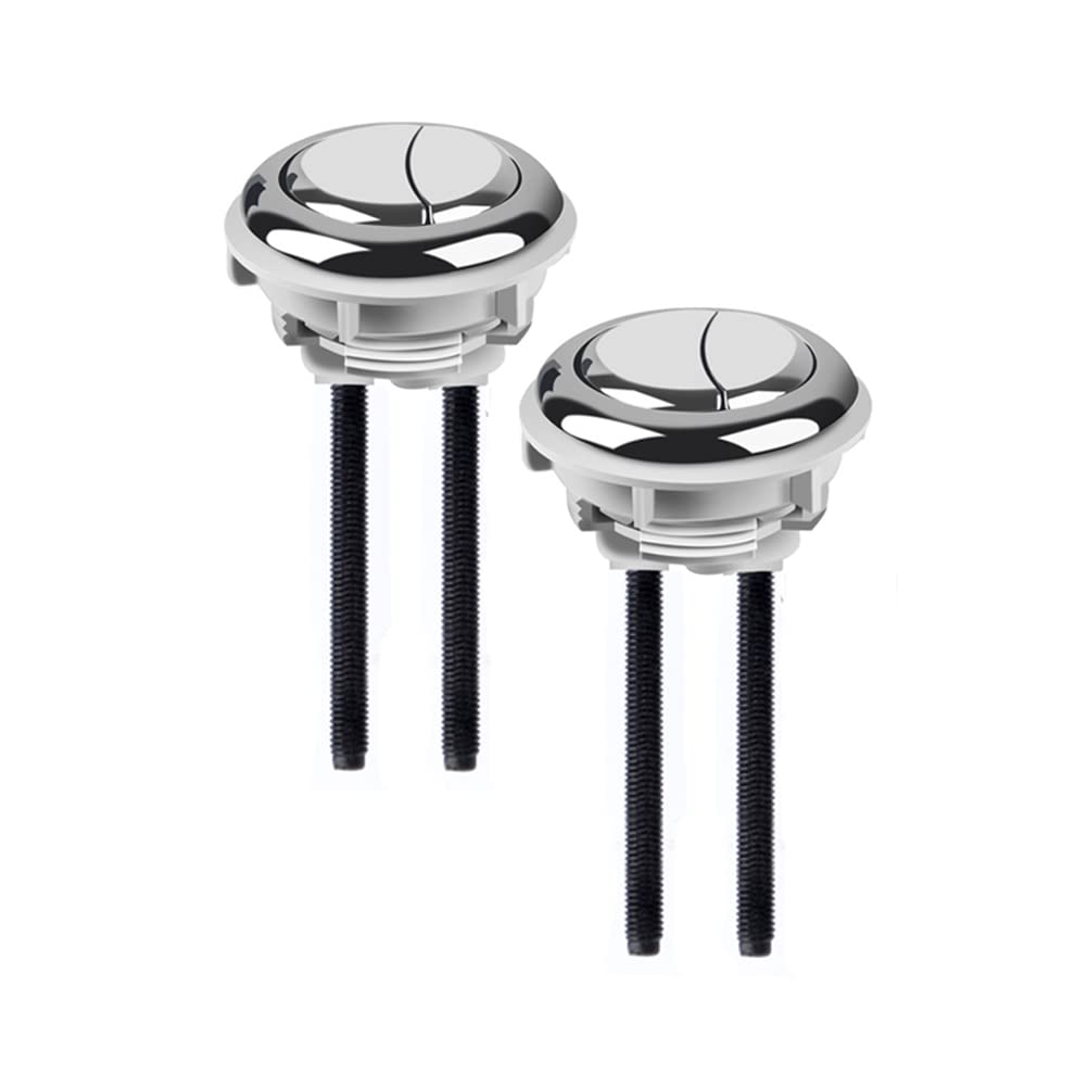 Lokatall Dual Push Flushing Toilet Button, 2 Pack Replacement Toilet Flush Button, Toilet Tank Button with Threaded Diameter 48mm/1.89 inch (Round)