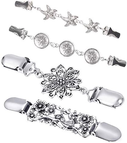 AllGoodWare 4 PCS Vintage Sweater Clip Cardigan Collar Dress Shawl Clip for Women
