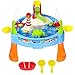 Zooawa Mini Fishing Game Set 11.81 x 6.7 Inch, Electric Magnetic Rod and Reel Toy Water Playing Fun Paradise [25 Pcs] with Music and Light for Kids and Toddlers, Colorful