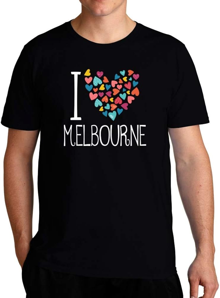 Eddany I Love Melbourne Colorful Hearts TShirt Clothing