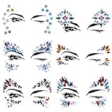 Lady Up 6 PCS Face Jewels Tattoo Set Mermaid Gem Rhinestones Eyes Body Stickers Bindi Crystals Glitter for Rave Party Festival