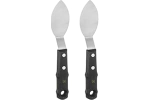 HARFINGTON 2pcs No.14 Painting Palette Knives Stainless Steel Pointy Spatula Pallet Knife with Wood Handle for Oil Acrylic Pa