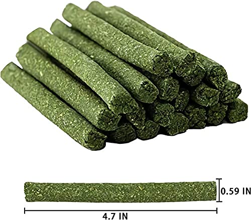 Odluzy 20 Pcs Natural Timothy Hay Sticks, Molar Wood Treats Stick, Teeth Chew Stick for Rabbits, Hamster, Chinchilla and Other Small Animals