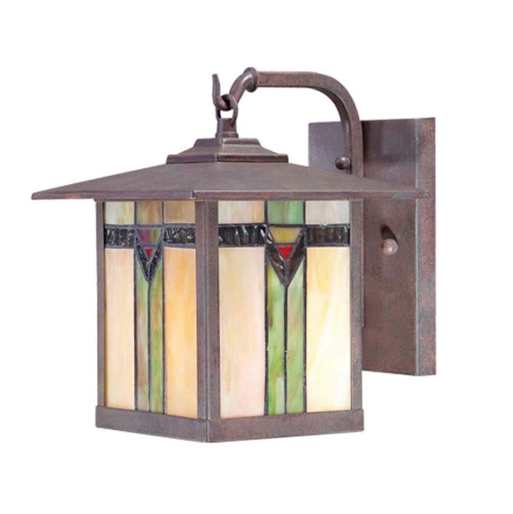 Photo 1 of Tochange Tiffany Style Outdoor Wall Lights Stained Glass Corridor Wall Lamp Vintage Outdoor Balcony Aisle Hallway Wall Sconce Lighting,E27,110V (23 * 28 * 20Cm)