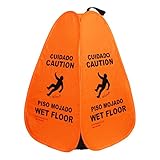 Novus Caution Wet Floor Safety Cone - 20 Inch Orange Nylon 4 Dimensional Pop Up Cone - 4 Pack