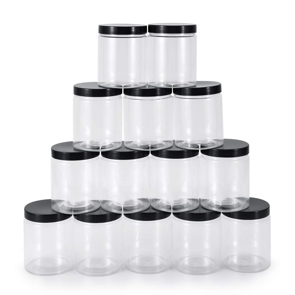 testyu 14 Pcs 8oz/250ml Plastic Jars with Sealing Lid, Food-Grade PET Spice Jars, Reusable Durable Spill-Proof Plastic Storage Jar for Kitchen Groceries Spice Cereals Crafts Slime Containers