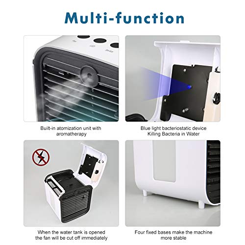 Onewell 2019 Portable Air Conditioner Fan,4 in1 Personal Mini Arctic Evaporative Air Cooler Desktop Cooling Fan with 7 Colors LED Backlight,Humidifier Zen Air Circulator Cooler for Home/Office/Bedroom