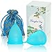 Menstrual Cup By Fairyfox Set of 2 Periods Kit with Silk Brocade Bag - Soft Comfort Fit, Reusable Menstrual Cups (Small, 2 Blue)