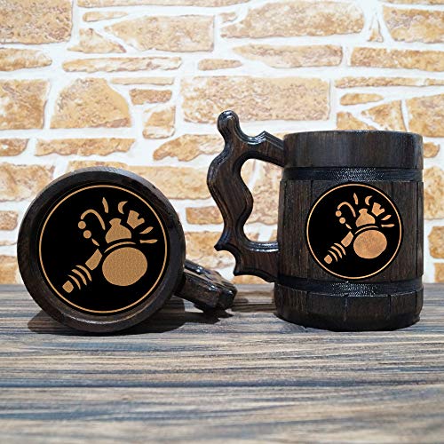Monk Mug, World Of Warcraft Engraved Beer Mug Gift, WOW Wooden Mug, Personalized Groomsmen Beer Stein, Personal Gift Tankard for Men, Gift for Him