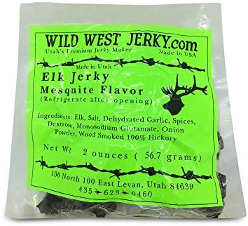 BEST Exotic Pack - 3 Types of Wild Game Jerky – Elk Buffalo Venison Jerky - 100% Natural Grass Fed Hand Stripped Thick Cut Delicious Flavor Jerky – 6 Total oz. (Wild Game Mesquite, 6 oz.)