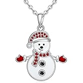 Crystal Christmas Necklace for Women Sparkling Cubic Zirconia Christmas Tree Snowman Pendant Necklace Silver Rhinestone Xmas Tree Snowflake Snowman Charm Necklace Christma Holiday Winter Party Jewelry