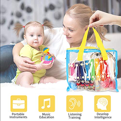Kids Musical Instruments, ShinePick Musical Instruments Toys Set for Toddler, 20Pcs Wooden Percussion Instruments Tambourine Maracas Harmonica for Boys & Girls with Carry Bag