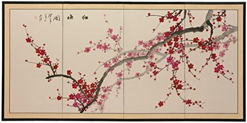 Silk and Wood 36-inch Plum Blossom Wall Hanging (China)