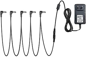 SEEHOM Guitar Pedal Power Supply Adapter 9V DC 1A, 5-Way Daisy Chain Cable, Compatible with Most Effects Pedals and Chain-Type Pedalboards