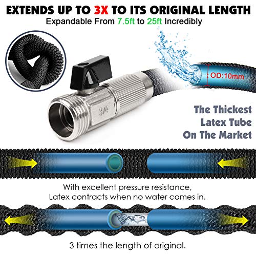 Expandable Garden Hose 25ft, Kink Free Water Hose with 8 Functions Nozzle, Flexible Hose Outdoor