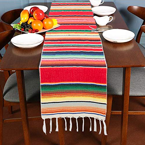 ANPHSIN 2 Pack Mexican Serape Table Runners 14 × 84 Inches Colorful