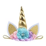 Nishine Baby Elastic Glitter Unicorn Horn Headband Children Unicorn Party Supplies Cosplay Gift (gold)
