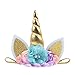 Nishine Baby Elastic Glitter Unicorn Horn Headband Children Unicorn Party Supplies Cosplay Gift (gold)