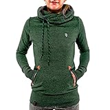 Tzou Women's Cotton High Collar Long Sleeve Fleece Hoodied Sweatshirt