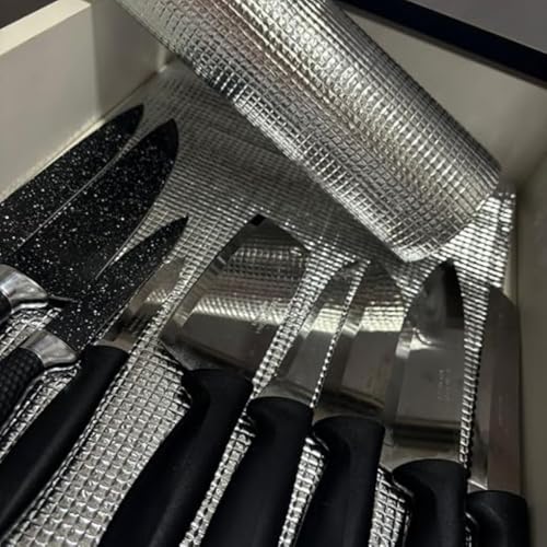 Forro para Armários Gavetas Antiderrapante Impermeável Anti Gordura e à Prova de Água 5 Metros x 30cm Alumínio Prata