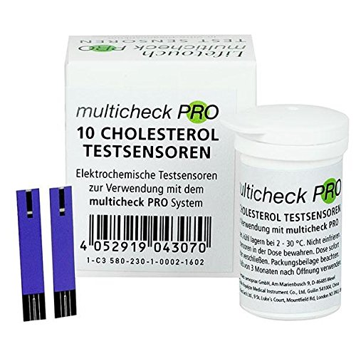 10 Cholesterol Testsensoren - C3 580 - Elektrochemische Teststreifen zur Verwendung mit dem Lifetouch Multicheck Pro Messgerä
