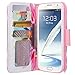 Samsung Galaxy Note 2 Case - Magnetic Leather Flip Book Wallet Pouch, Slim Folio with Kickstand For Samsung Galaxy Note 2 - Sun Flower