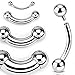 12G, 10G, 8G, 6G, 4G, 2G, 0G, 00G Single Side Internally Threaded Basic Eyebrow Curve Barbell Ring - Sold Individually (12G, L: 1/2