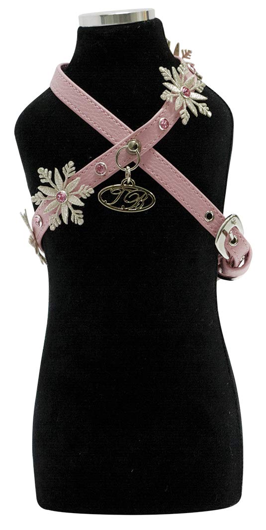 Trilly Tutti Brilli Yannp Harness with Swarovski Rivets And Fabric Snowflakes, Light Pink, Medium