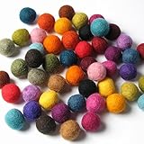 50 Hand-felted Wool Felt Balls 2 CM Multi Color Mix Handbehg Felts Fiber Crafts