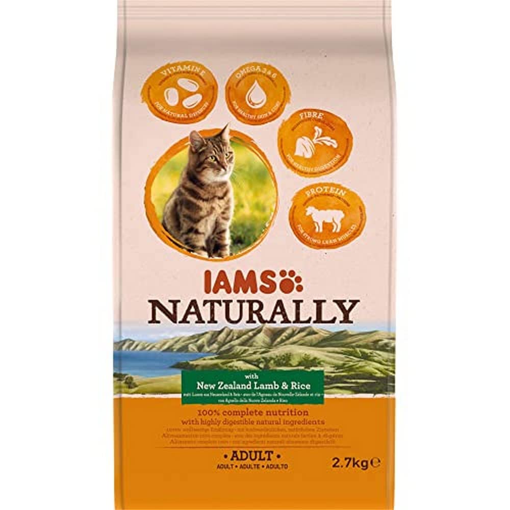 IAMS Naturally Adult Dry Cat Food Lamb & Rice 2.7KG