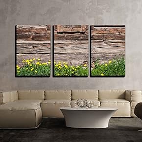 Wooden Window and Textured Vintage Wood Wall x3 Panels