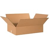 BOX USA 24186 Flat Corrugated Cardboard Box 24" L x 18" W x 6" H, Kraft, For Shipping, Packing and Moving (Pack of 20)