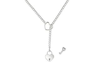 Dtexhif Heart O Ring Slip Chain Choker Necklace for Women Men Stainless Steel Cuban Chain Y-shape Necklaces Punk Rock Collar Adjustable Lariat Y Necklace Prom Necklaces Jewelry