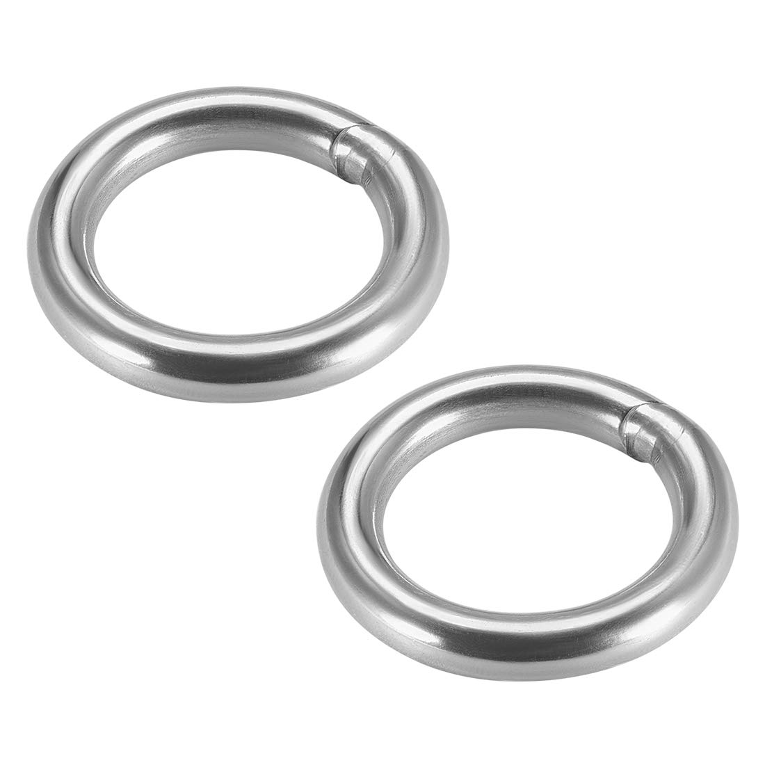 sourcing map 201 Stainless Steel O Ring 50mm(1.97") Outer Diameter 8mm Thickness Strapping Welded Round Rings 2pcs