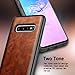 Galaxy S10 5G Case with Screen Protector (Full Coverage 3D PET), NageBee Premium [Cowhide Leather] Heavy Duty Armor Shockproof Dual Layer Hybrid Rugged Durable Case for Samsung Galaxy S10 5G -Brown